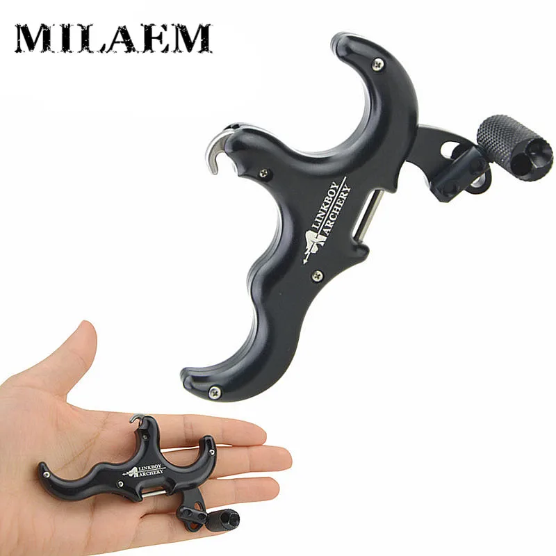 

1pc Outdoor Archery Black Color 3 Fingers Metal Bow Release Aid Grip For Compound Bow Hunting Shooting Archery Accessories
