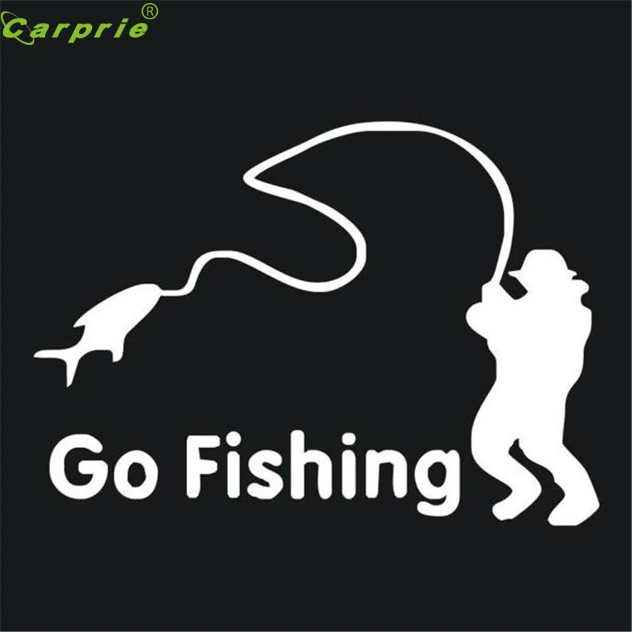 High Quality Go Fishing Car Sticker Truck Window Bumper Decal White