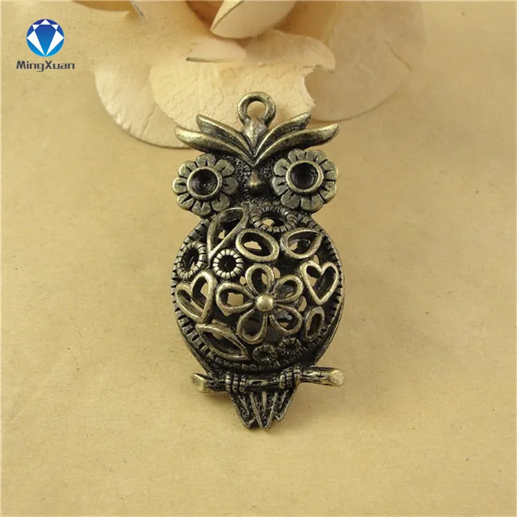 

MINGXUAN 2pcs 52x26mm Antique Bronze Hollow owl Charm Pendant for Diy Necklace Jewelry Making Handmade Craft C935
