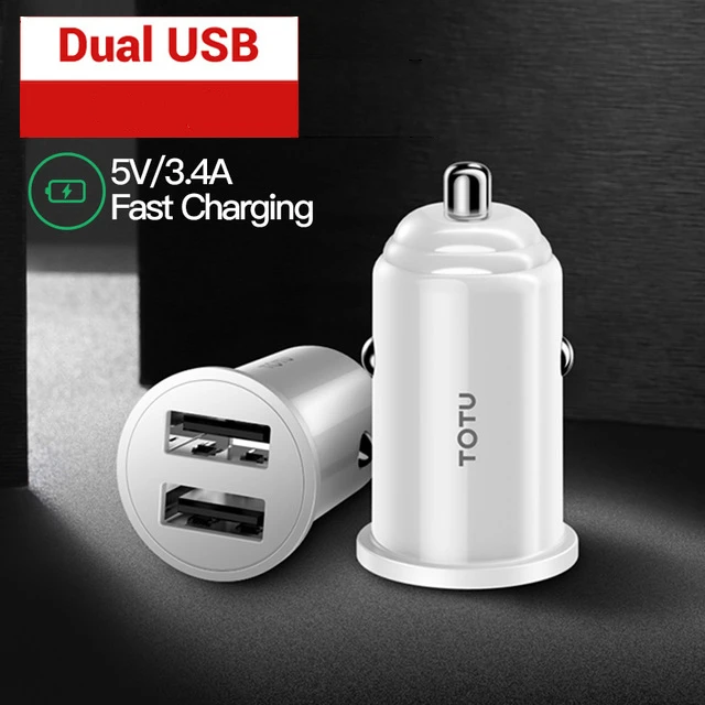 TOTU Dual USB Автомобильное зарядное устройство для iPhone 7 8 6 samsung S10 QC 3,0 Быстрая зарядка интеллектуальное мощное мобильное автомобильное зарядное устройство для телефона адаптер - Тип штекера: Dual USB White