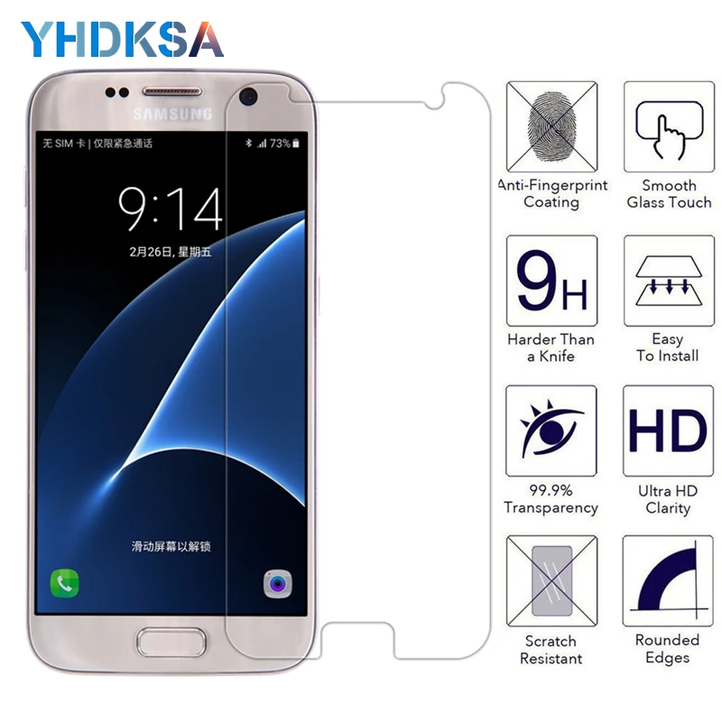 

Protective Tempered Glass on the For Samsung Galaxy S7 S6 S5 S4 S3 mini Samsung Note 5 4 3 Screen Protector Glass Film Case
