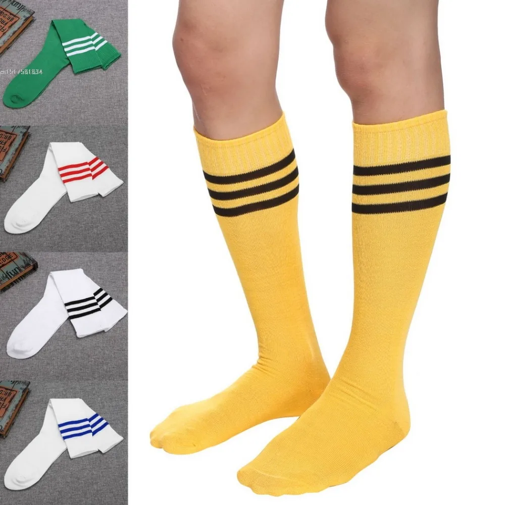 

Football Knee-high Striped Socks Classic Natural Color Socks Men Elastic Socks Women sport socks