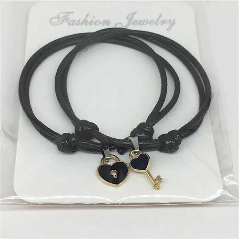 2 PCS New Arrival Couple Bracelet Alloy key Heart Lock Charm Bracelet Handmade Jewelry Rope Bracelet Lovers Gifts for Women 2 PCS New Arrival Couple Bracelet Alloy key Heart Lock Charm Bracelet Handmade Jewelry Rope Bracelet Lovers Gifts for Women
