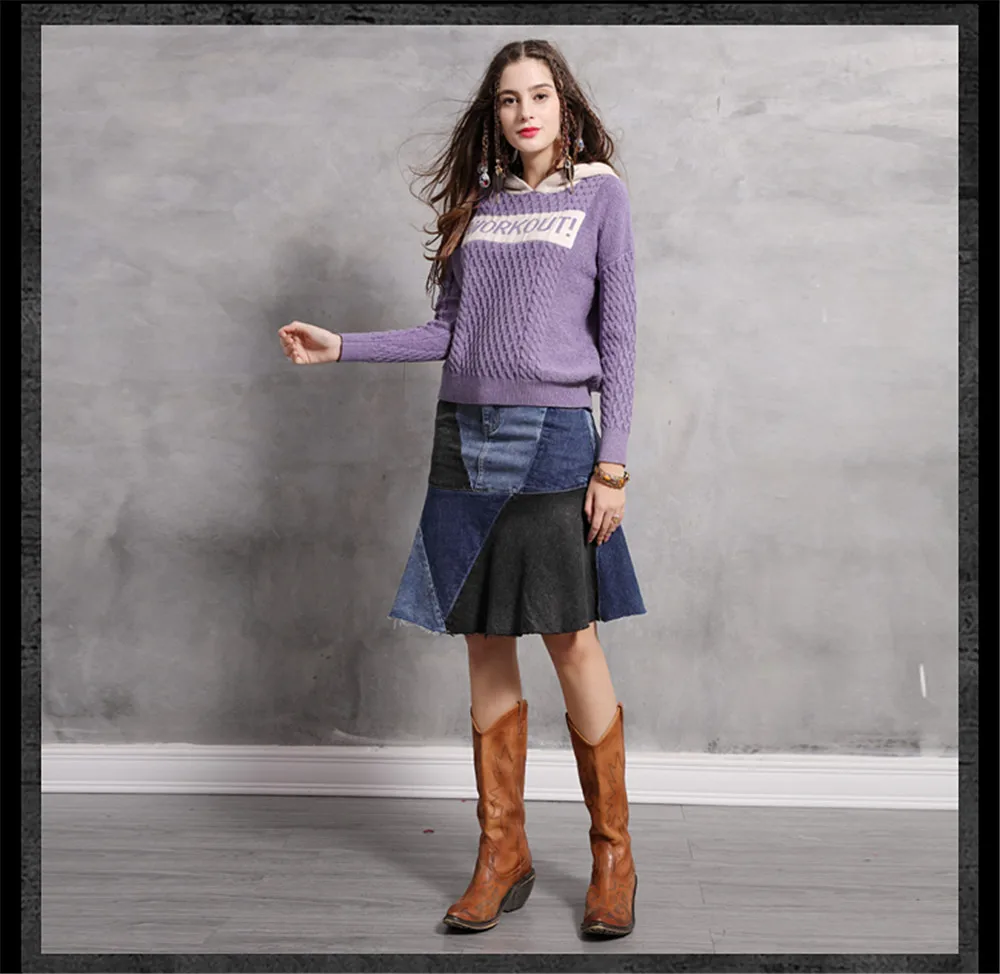 Vintage Female Knitted Hooded Sweater 2018 Winter Cotton Wool Pullover Long Sleeve Letter Skin Friendly Sweaters For Women (11)