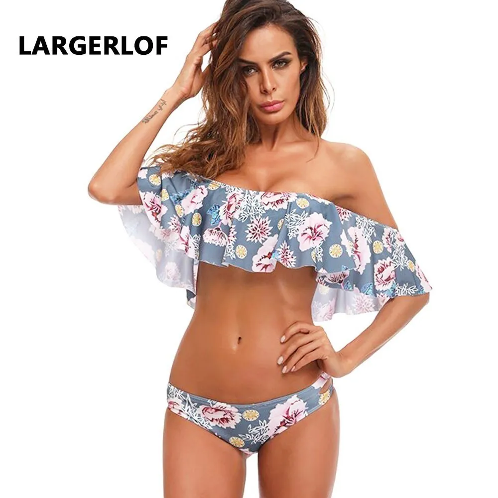 Off Shoulder Bikini Swimsuit Ruffle Sexy Strapless Bikini Floral Bandeau Swimsuit Female Bathing Suit Women BK50005 Off Shoulder Bikini Swimsuit Ruffle Sexy Strapless Bikini Floral Bandeau Swimsuit Female Bathing Suit Women BK50005