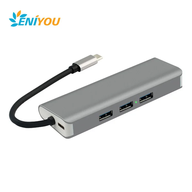 

8 in 1 USB Type-c Hub Adapter Thunderbolt 3 multi-port USB with 4K hdmi 2.0 RJ45/LAN/ethernet type c hub dock