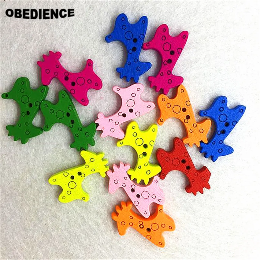 

OBEDIENCE 100pcs 19*25mm Cartoon Giraffe Wooden Buttons ,Handmade Sewing Scrapbooking Craft DIY Decoration Button