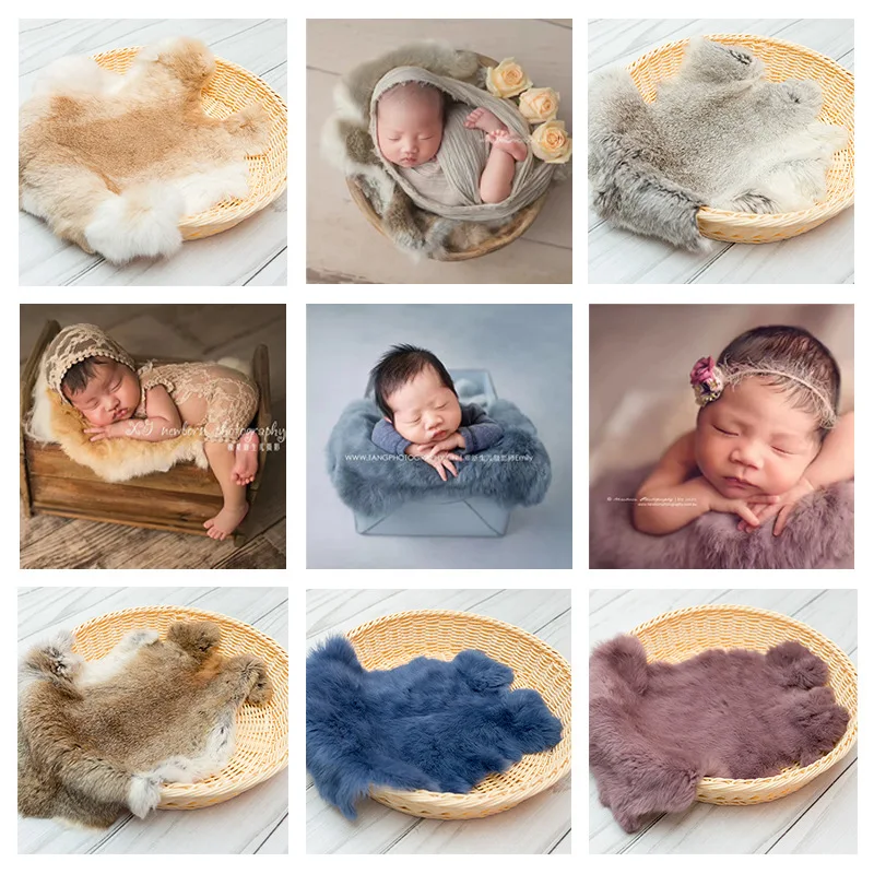 Newborn photography props background blanket baby photograph rabbit blanket baby photograph basket cushion