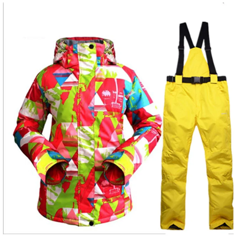 Зимний Спортивный Лыжный костюм для женщин, лыжный сноубординг, ветрозащитная Водонепроницаемая женская зимняя куртка и штаны - Цвет: color
