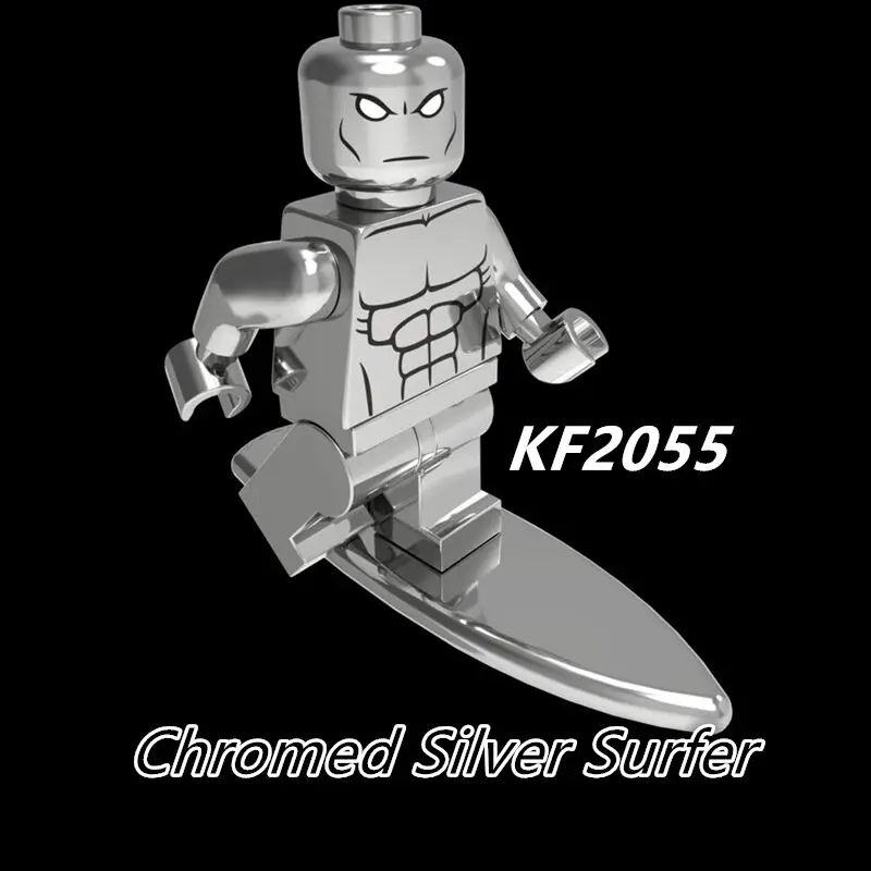 

Single Sale Building Blocks Super Heroes Bricks Chromed Sliver Surfer Astronaut Action Figures For Chidren Education Toys KF2055