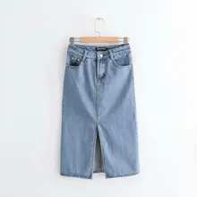 Женская джинсовая юбка с высокой талией, джинсы MIDI, юбки, светильник, синие джинсовые юбки