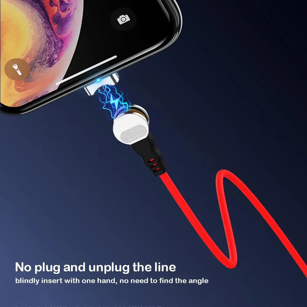 

Magnetic Cable Micro USB Type C For IPhone Cable 180 Degree Elbow 1M 2.4A Fast Charging Wire Magnet Charger Phone Cable