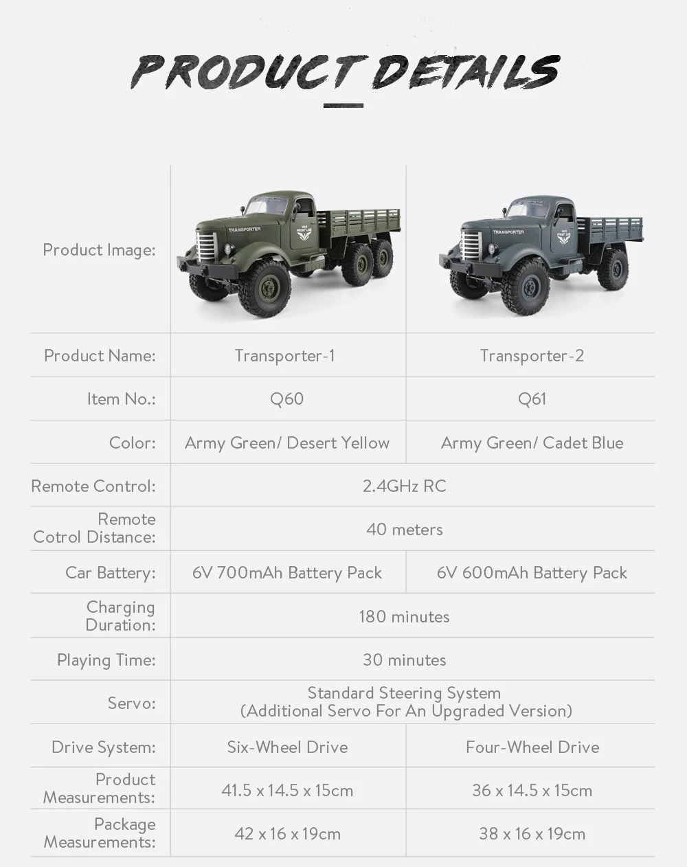 Q60 1/16 RC автомобили 6WD внедорожника военный грузовик радио-Управление led гусеничный RC автомобиль дистанционного Управление игрушки для