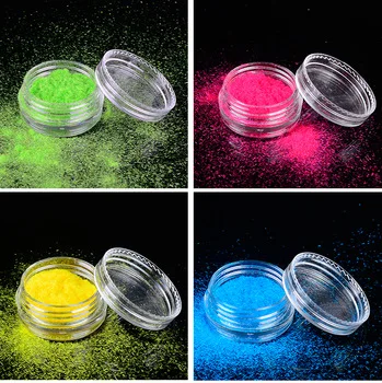 WUF 1.5g 3D Pigments Sequins Nail Sugar Glitter Dust Powder Polish Gel Girl Color Dazzling Nail DIY Pearl Tips Deco