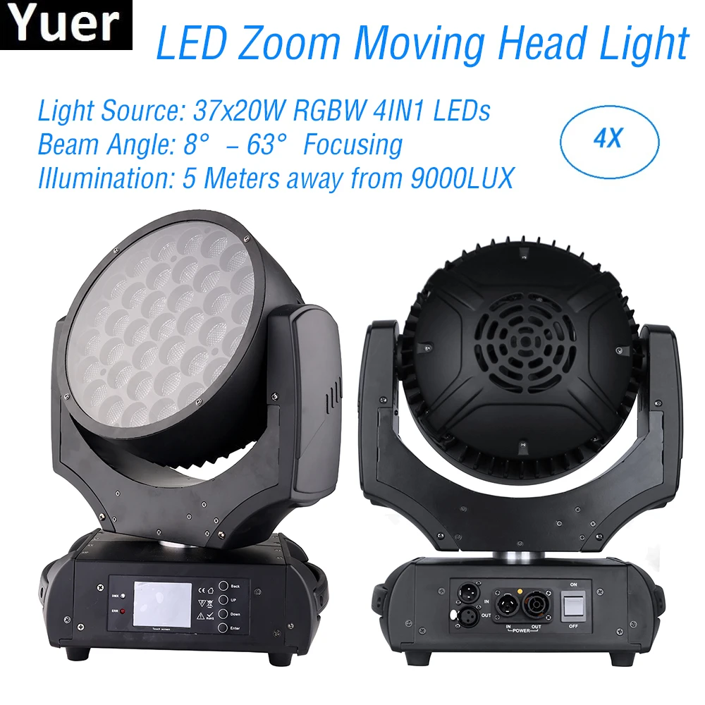

4Pcs/Lot 37x20W LED Zoom Moving Head Light RGBW 4IN1DJ Disco Club Party Light Christmas Sound Active LED Moving Head Light