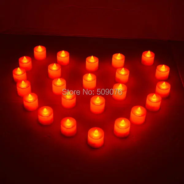 

Free shipping 72pcs/lot red Romantic Electronic Candle Light Flameless Flickering LED Candle Tea Light Home Decoration Supplies