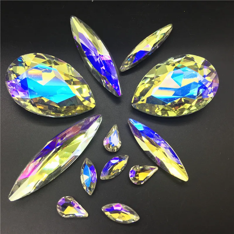 

TopStone Night Sky Big Drop Navette Glass Crystal Pointback Fancy Stone 30x40 13x48 10x35 8x13 7x15 mm Rhinestone