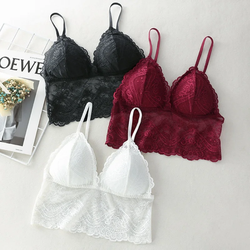 

Women Lace Bralette Sexy Deep V Bra Lingerie Underwear Wireless Padded Seamless Bra Thin Lace Breathable Bras for Women