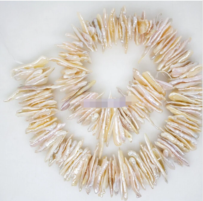 

xiuli 000315 20mm-32mm natural white baroque keshi biwa pearl stone loose beads 15"long