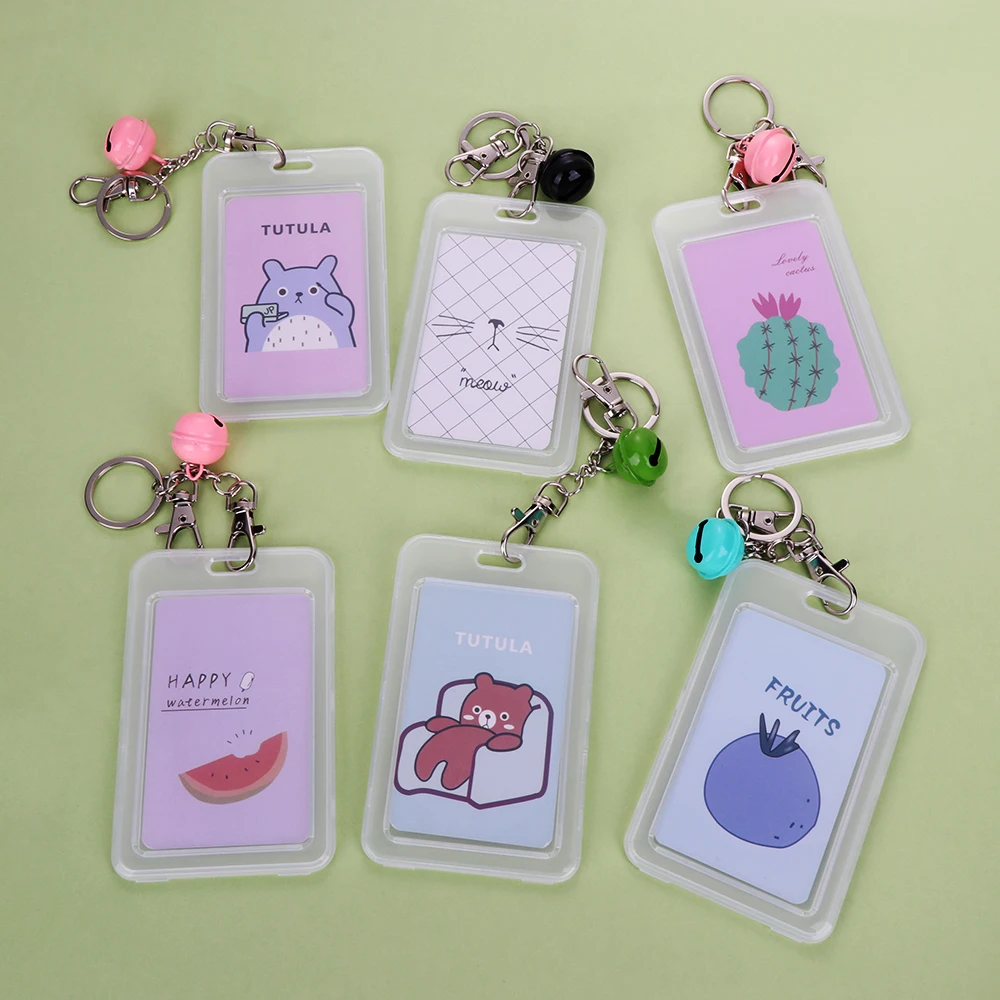 

New Fashion Unisex Bank Credit Card Holder with Keyring Card Cover Bags Cute Cartoon Cactus Bus Card Holder Case Kids Gift
