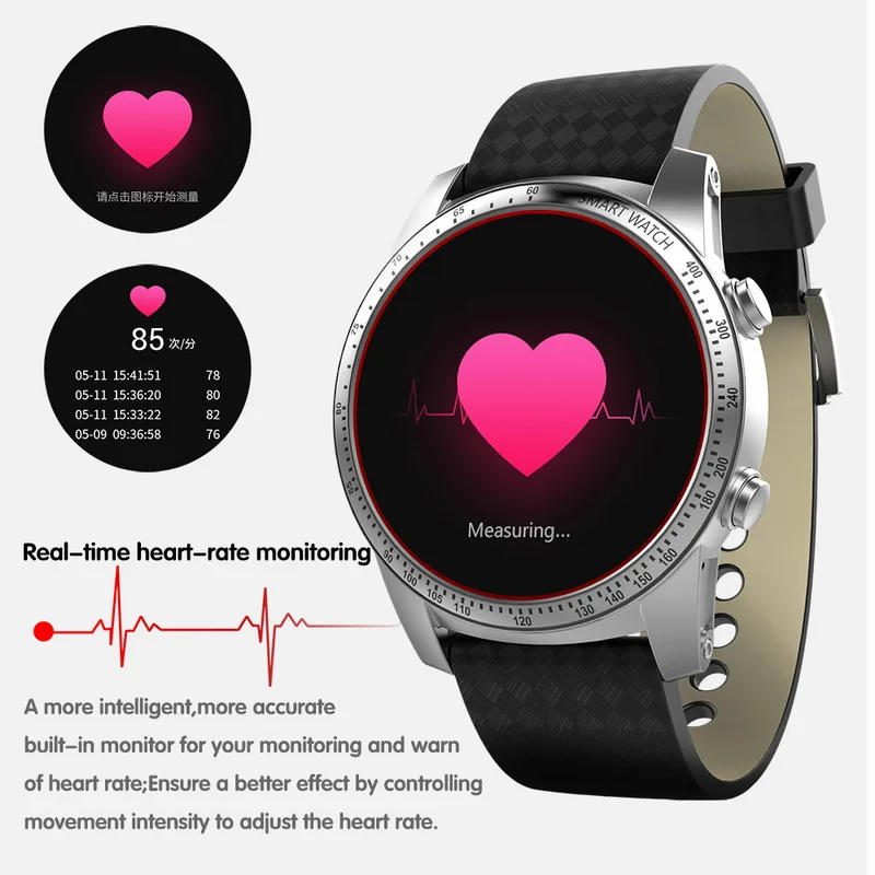 New 3G KW99 Android 5.1 Bluetooth Smart Watch MTK6580 8GB SIM WIFI Phone GPS Heart Rate Monitor Wearable Devices