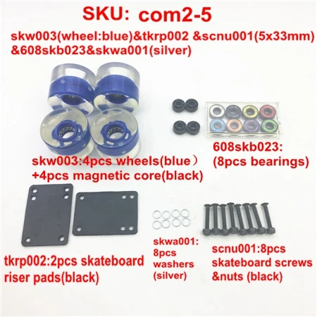 skateboard parts Шт. 4 шт. 85a скейтборд колеса шт.+ 8 шт. Abec11 подшипники 608+ шт. 2 шт. скейтборд ударные колодки+ 8 шт. скейтборд шайбы+ шт. 8 шт. скейтборд винты гайки - Цвет: skateboard parts