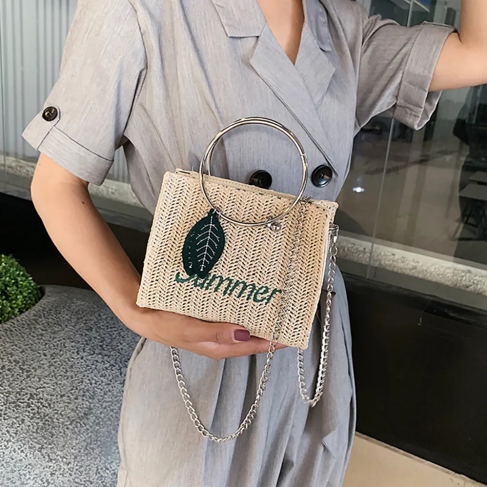 2019 Women's wild straw bag fashion chain leisure walking small square bag city sports walking pack sexy fanny pack 40J4 (3)