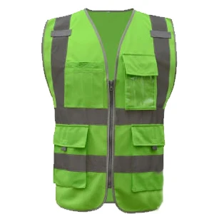 Safety Reflective Vest Men Safety Workwear Work Vest Tool Pockets Yellow Blue