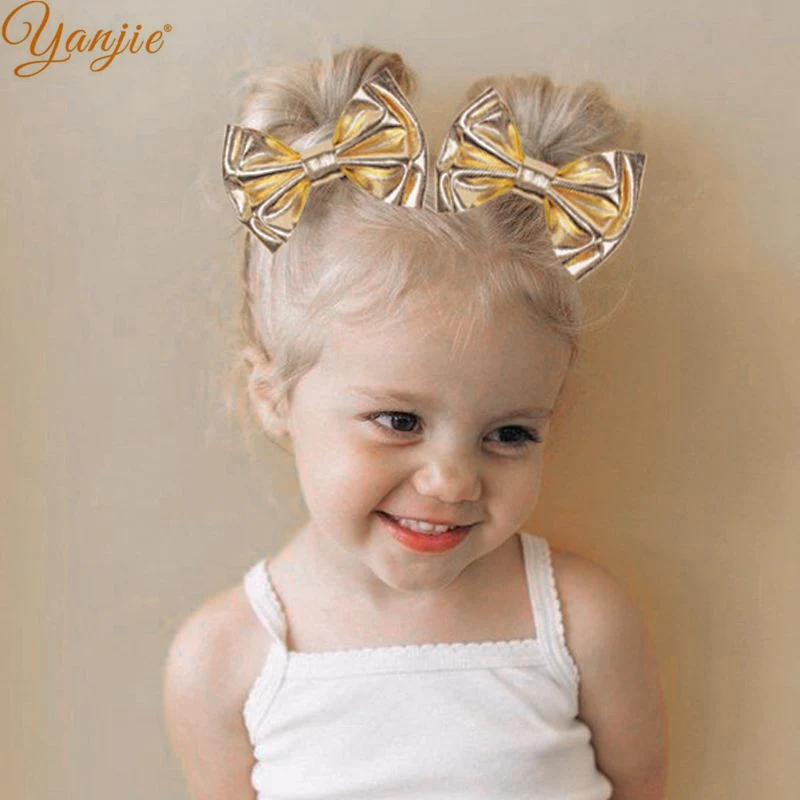 Vintage Gold Hair Bows Set Hair Clips For Girls 2022 New Arrival Wholesale Kids Hair Accessories Barrette Modis Headband