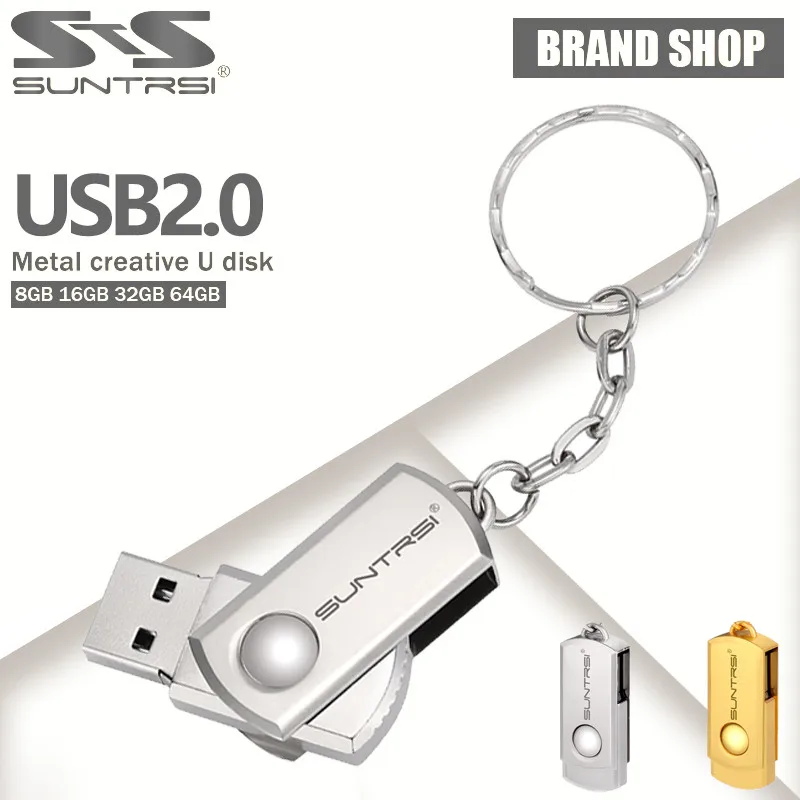 Suntrsi USB Flash Drive 16GB Metal Key Ring Pendrive 32GB USB Flash