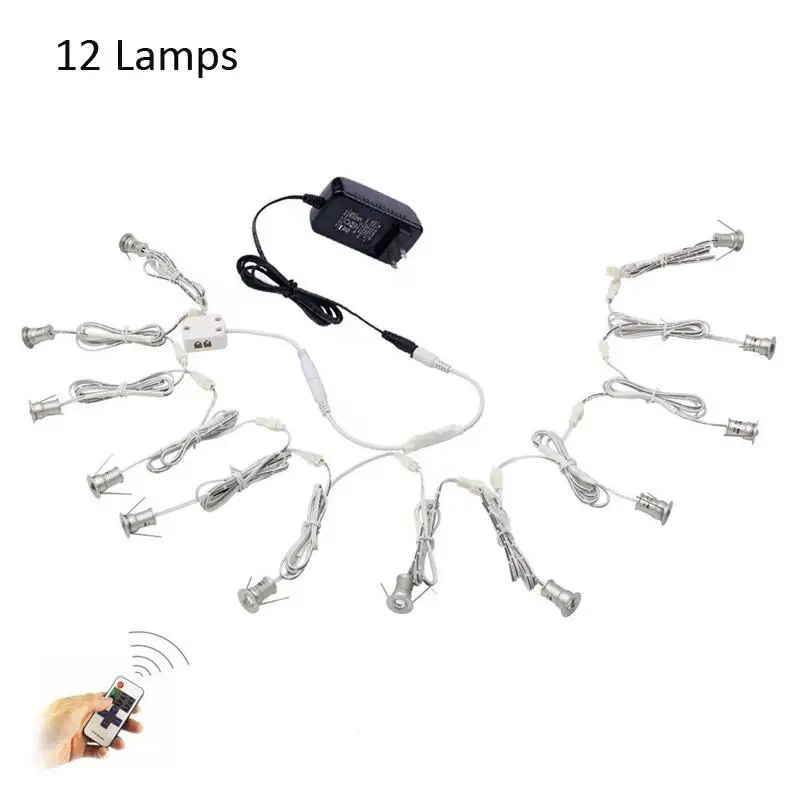 

12V Mini Downlights Spotlights with RF Remote Control for Counter Cupboard Furnituure