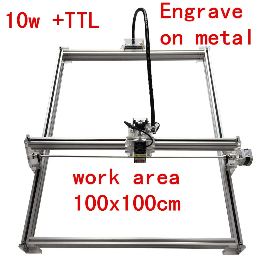 

10000mw Mini desktop DIY Laser engraving engraver 10w cutting machine Laser mark on metal 100*100cm big worke area laser cutter