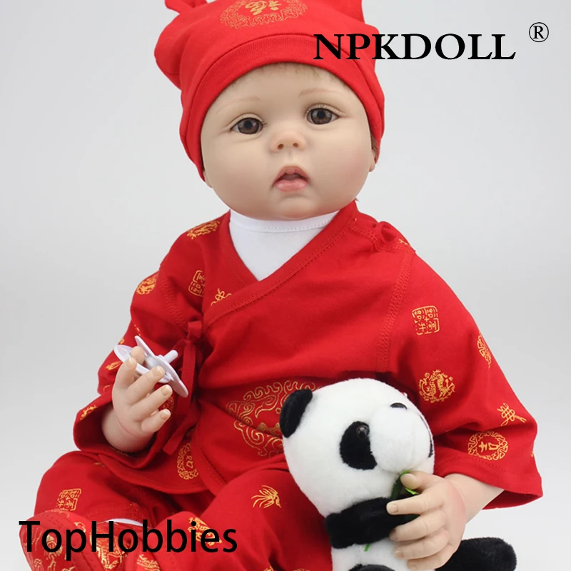 

G170 Wholesale 22 Inches Silicone Baby Doll For Boys Toys Safe Hobbies Real Life Baby Dolls Brown Eyes Special Toys