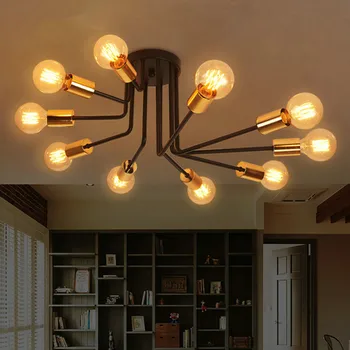 

6/10 Heads American Retro Creative Restaurant Ceiling Lamp Simple Modern Study Bedroom Living Room Cafe Iron Lamp Free Shipping