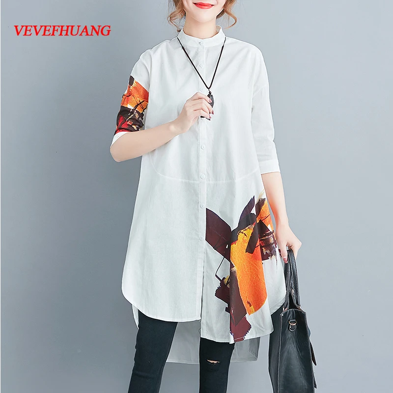 New Fashion Summer Top Women Half Sleeve Loose Cotton Shirts Plus Size White Blouses Oversized Clothes | Женская одежда