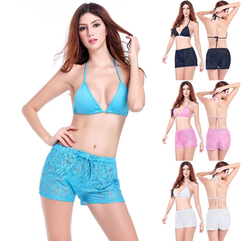 

Sexy Hips 2018 Leisure Loose Pattern Floral Design Adjustable Tie Sexy Petty Lace Short Pants 4 Colors