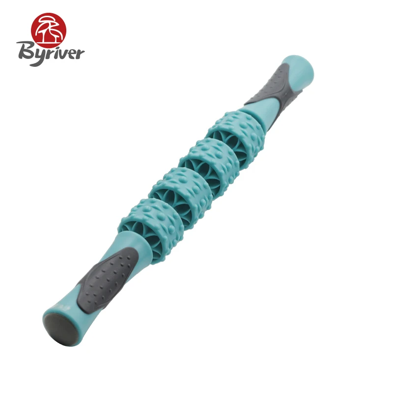 BYRIVER Muscle Trigger Point Spiky Ball Massage Stick Roller Leg Back Arm Neck Yoga Training Tool Handheld Cellulite Massager |