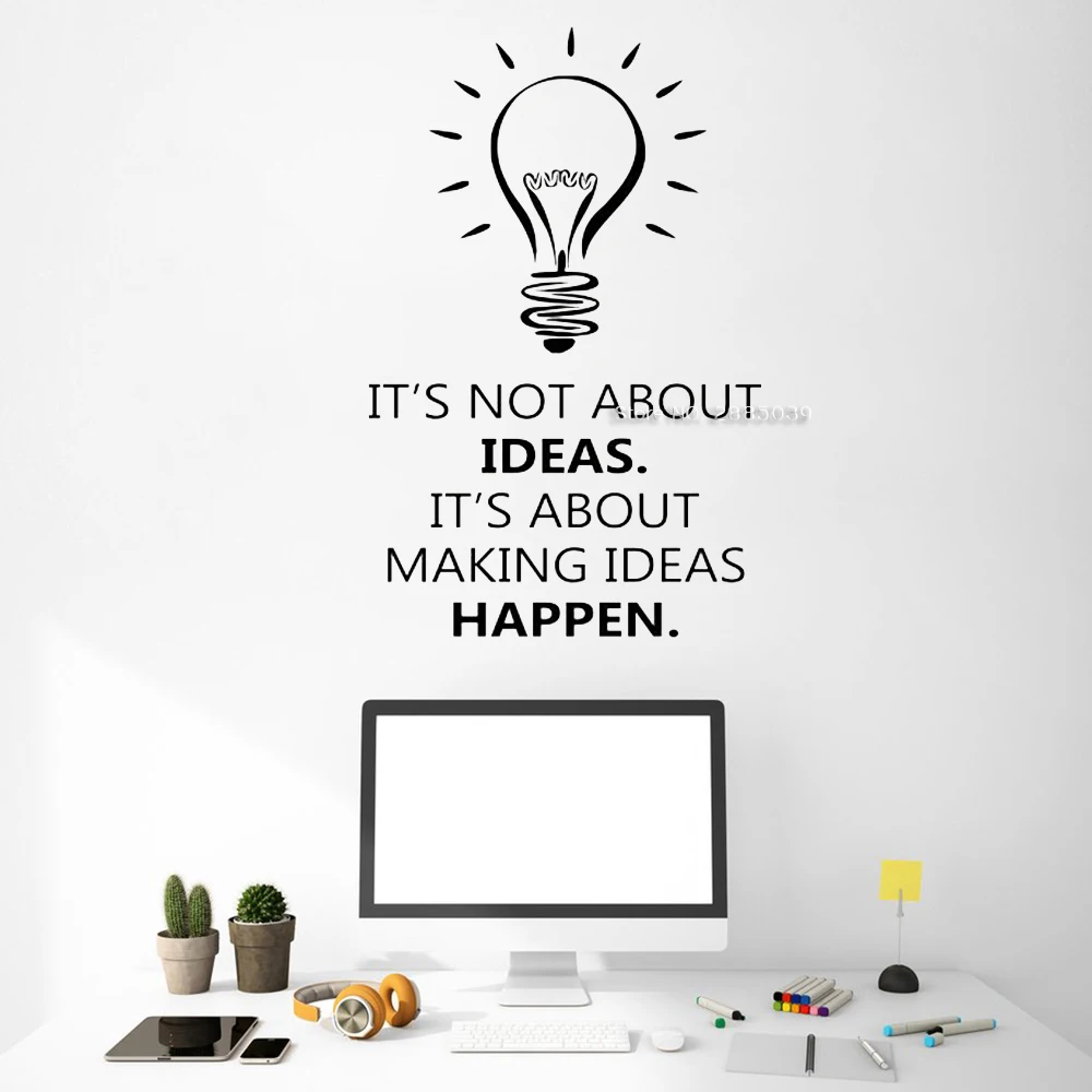 Light Bulb Inspiration Quotes Wall Stickers For Office Decor Wall