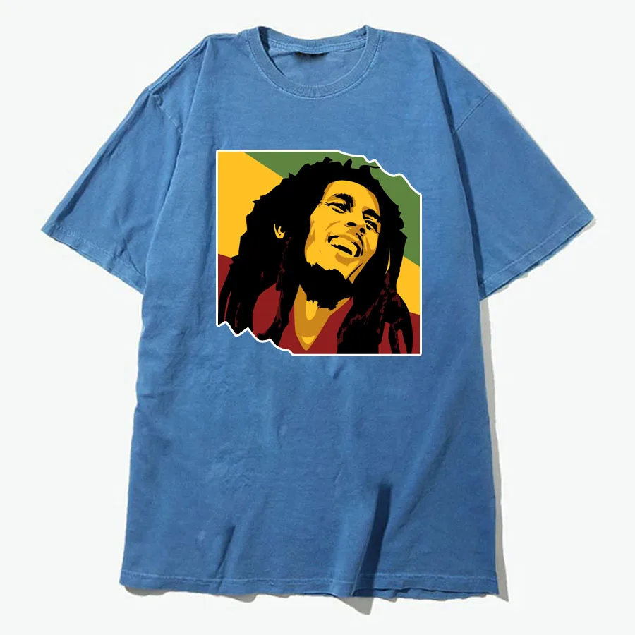 Men women straight style rock band tee reggae toprasta tee shirt Sanding and washing cotton t