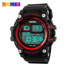 SKMEI мужские с большим циферблатом цифровые спортивные часы обратного отсчета Хронограф Сигнализация задняя подсветка 50 м водонепроницаемые наручные часы 1229