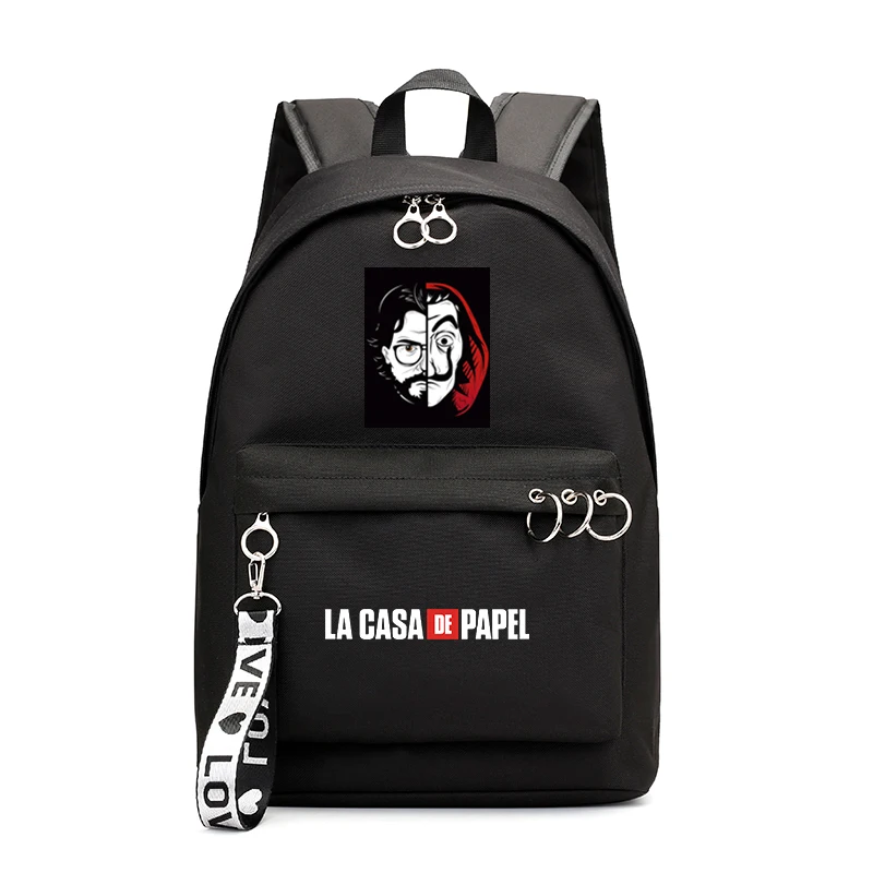 La Casa De Papel школьный рюкзак для девочек, Школьный Рюкзак Для Путешествий, сумка на плечо для ноутбука, черные рюкзаки, школьный рюкзак - Цвет: girls school bag 24
