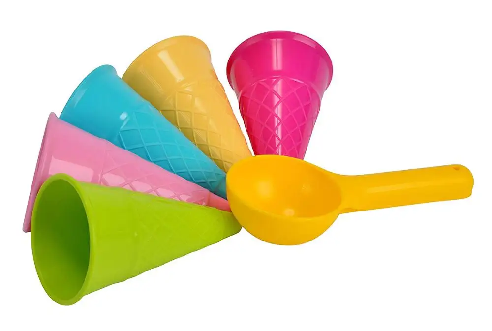Детские пляжные игрушки для песка маленькая форма для выпечки ложка лед пудинг со сливками пляж играть песок и снег играть - Цвет: 6PCS