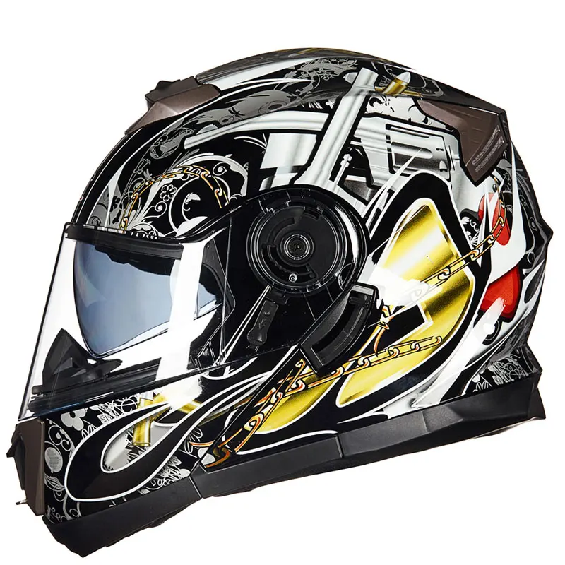 GXT шлем мотоциклетный шлем и шлем двойной объектив личность крутой локомотив четыре сезона шлем - Цвет: a3