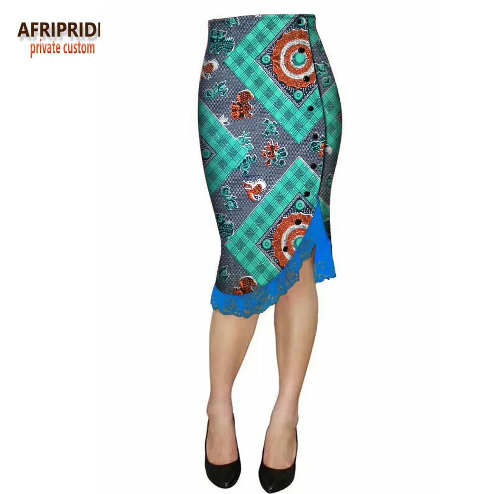 Африканская повседневная юбка с принтом для женщин AFRIPRIDE Заказная Юбка До Колена с кружевом по низу хлопок A1827001