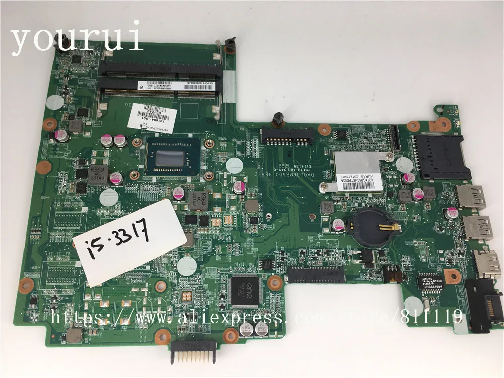 Yourui для материнской платы 701694-001 701694-501 DA0U36MB6D0 процессора HP 15 15-B i5-3317u тестирование