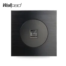 Адрель L6 черный атлас Металл Тел телефон RJ11 розетка проводка розетка матовый алюминий, 86*86 мм