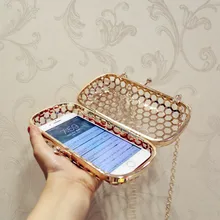 Женская вечерняя сумочка с вырезами, клатч на день, мини-сумочка с металлической цепочкой, Свадебная вечерняя сумочка, кошелек bolso, Прямая