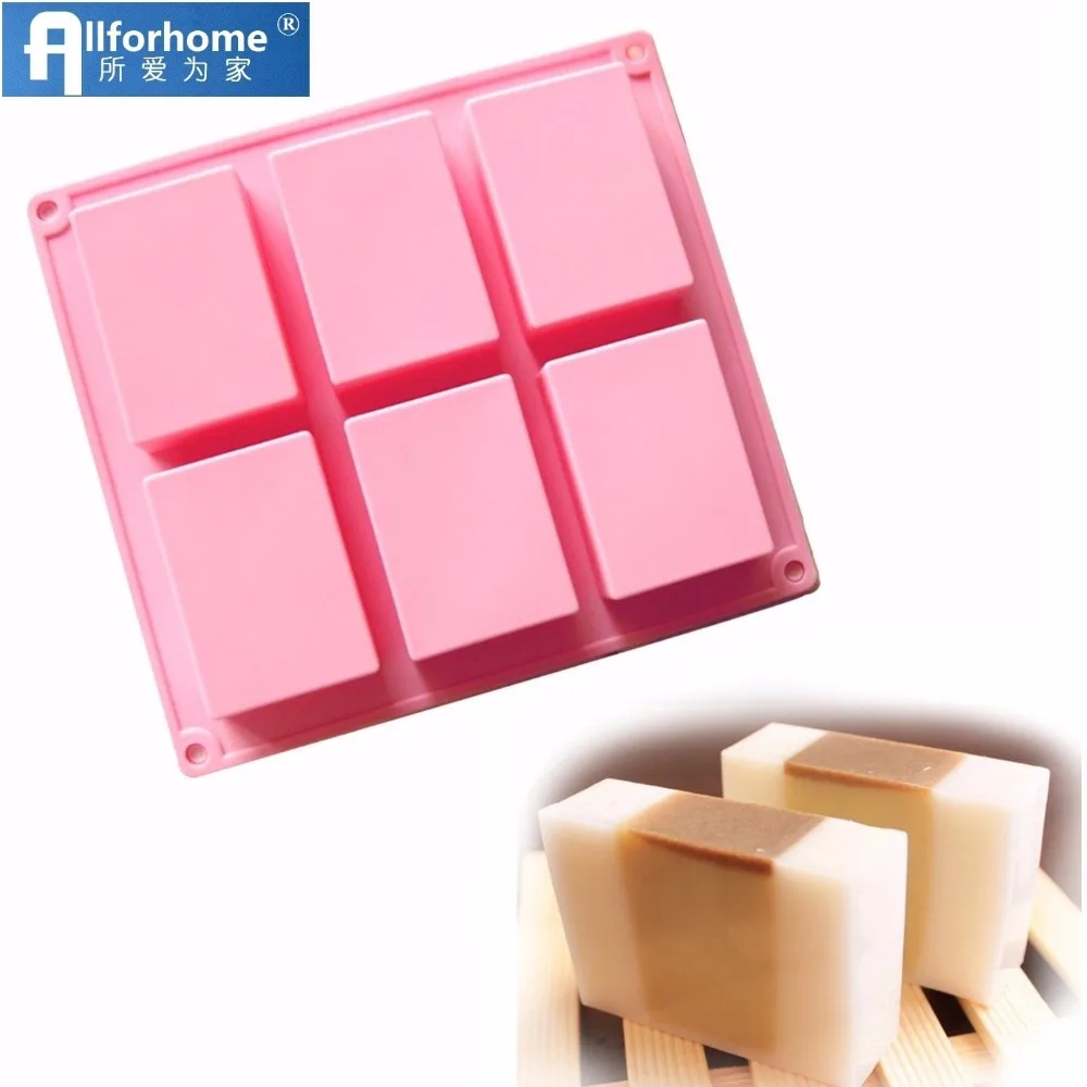 

6 Hole 3D Rectangle Square Silicone Soap Mold Muffin Cup Baking Pan Bar Soap DIY Mold Basic Soap Making Mould Handmade Soap Mold
