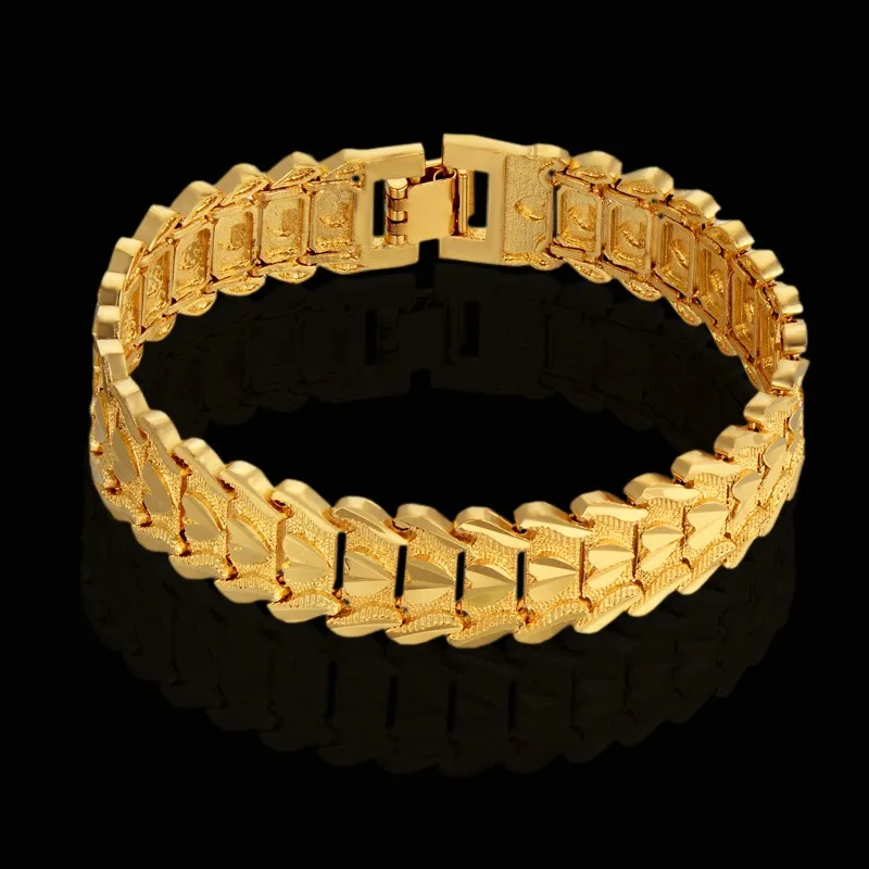 Мужские s Braclets 2017 оптовая продажа Braslet Сердце золотой цвет 15 мм 19 см массивная