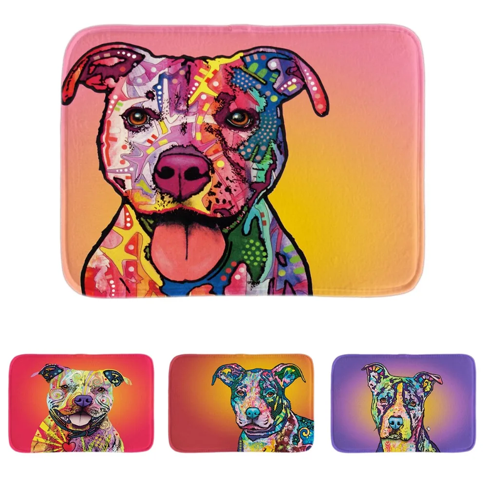 Entrance Doormat Cute Pitbull Series Door Mats Colorful Pet Dog Indoor